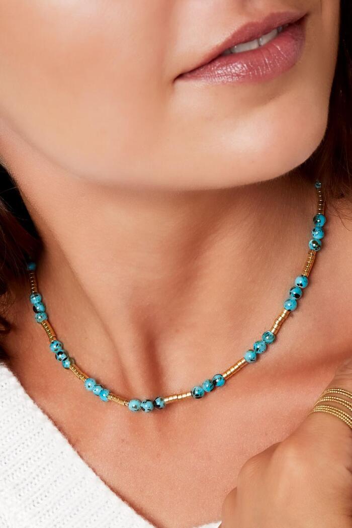 Perlenkette mit blauem Naturstein Blau & Gold Edelstahl Bild4
